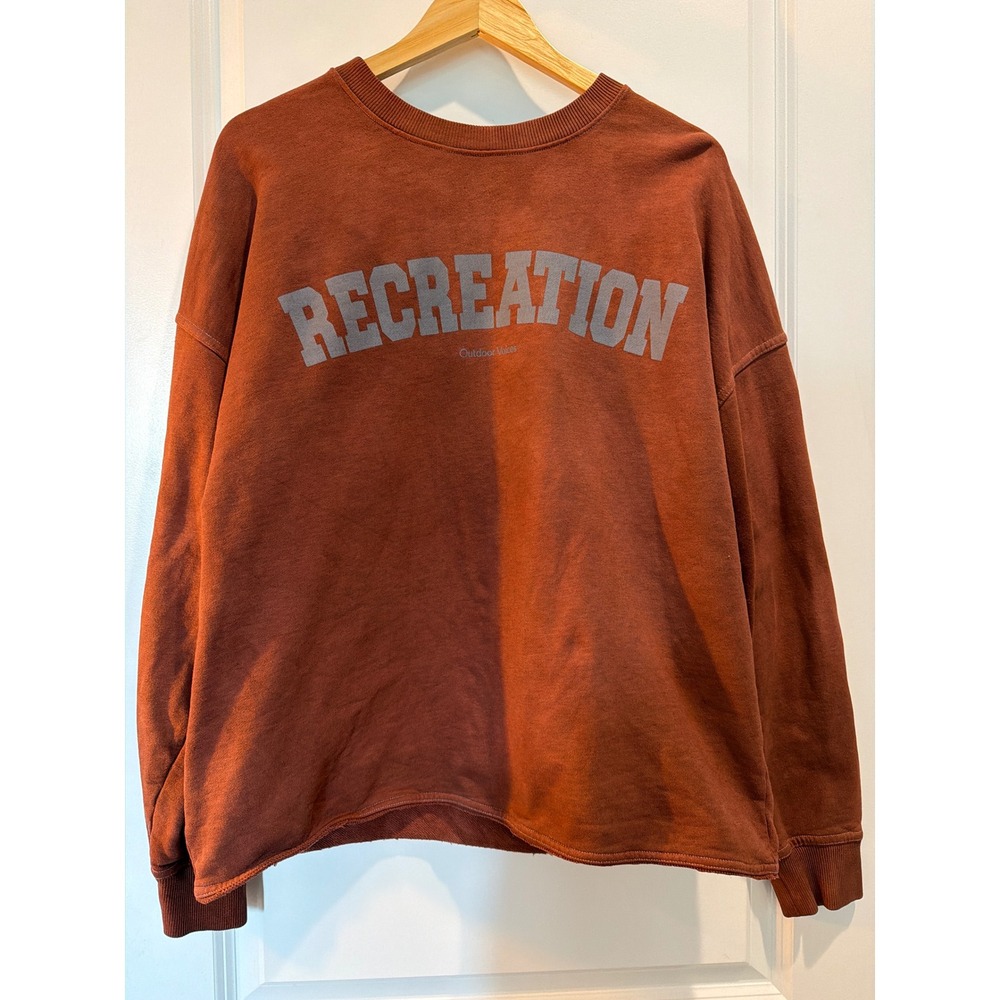 Outdoor Voices Recreation Sweatshirt Rust Orange Cotton Graphic Pullover Medium